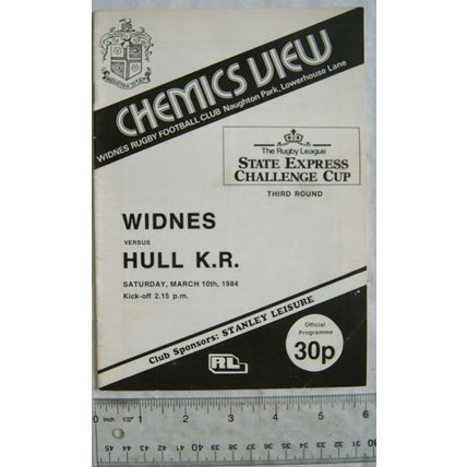 1984 programme Widnes v. Hull Kingston Rovers, Challenge Cup 3rd round