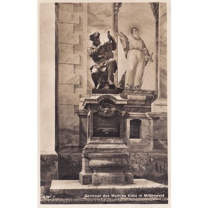 Mathias Kiotz Denkmal Mittenwald Real Photo German Postcard