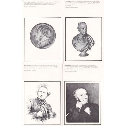Rowland Hill Henry Cole Courbould Jacob Perkins 4x Postcard s