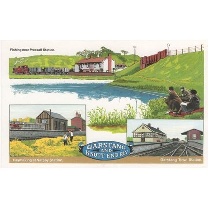 Garstang Town Station Fishing At Preesall Nateby Railway Postcard