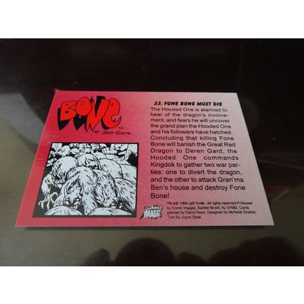 1994 Comic Images Bone Card # 33 Fone Bone Must Die Excellent (5) (SB)