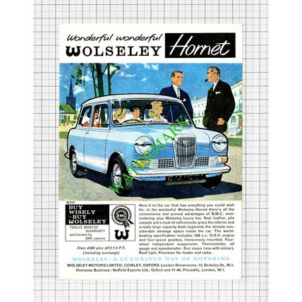 Wolseley Hornet Car Small Advert - 1962 Cutting
