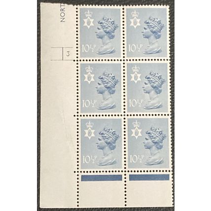 GB 1978 Northern Ireland 10½p Steel Blue Cylinder Block 3 Mint MNH NI29 stamp