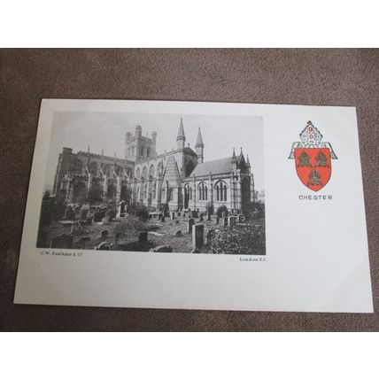 Early C.W Faulkner Postcard - Chester Cathedral - Heraldry interest