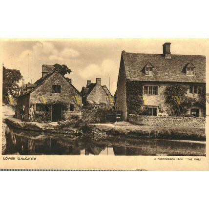 Lower Slaughter, Gloucestershire, Rare Photochrom Times Postcard, 1930s