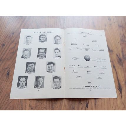 1954/55 Chelsea (Champions) vs Aston Villa, Division 1, 11/12/1954 **FREE P&P**