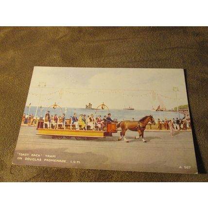1940s Postcard - Douglas Toast Rack Horse tram, Isle of Man - Artist / A567