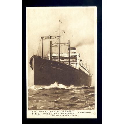 LS3803 - United States Line Liner - President Roosevelt - built 1922 - postcard