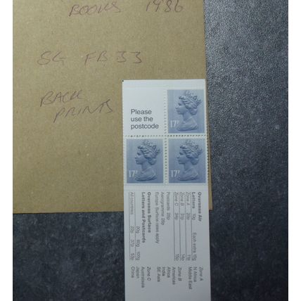 GB STAMPS Book SG FH33 back prints 1986 MNH V4 ~~L@@K~~