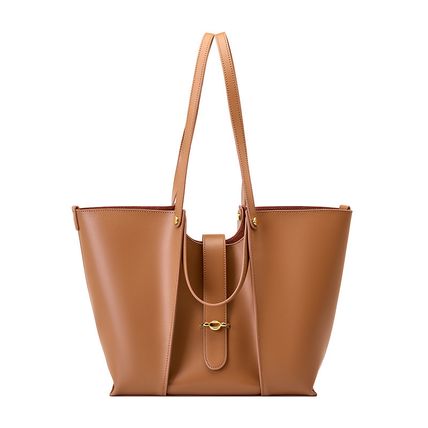 Women's Genuine Leather Tote Shoulder Handbag Brown
