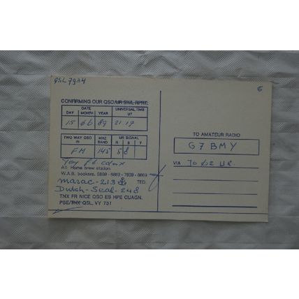 1989 QSL Card PA3AWZ Amateur Radio Station, Netherlands