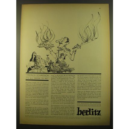 1961 Berlitz School Ad - French-Schmench it's all Greek to me