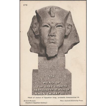 Head of Statue of Egyptian King, Prob Amenemhat III, c.1910s - British Museum PC