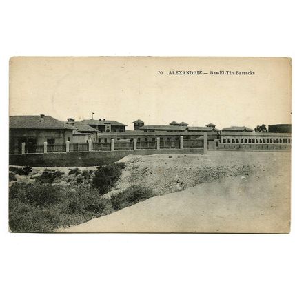 Egypt Alexandria Ras-El-Tin barracks British Army postcard posted 1925 & photo