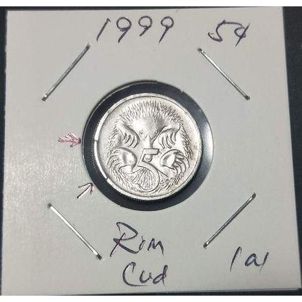 Australia 1999 5c Echidna - "Rim Cud" REVERSE - Circulated