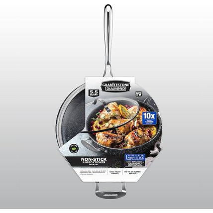 Granitestone Sauté Pan with Lid - 5.5 Quart. Non Stick Deep Frying Pan with Lid,