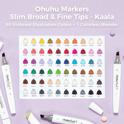 Ohuhu Alcohol Markers: 60 Colors Slim Broad and Fine Double Tipped Kaala Marker