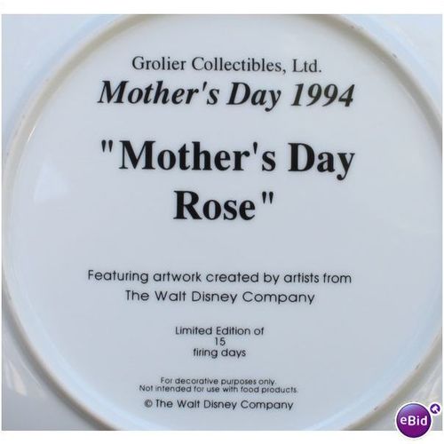 1994 Grolier Disney Mickey Mother's Day Rose Collector's Plate