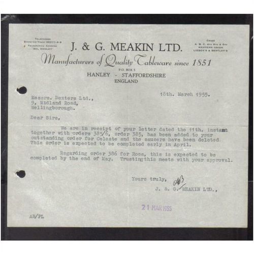 J. & G. MEAKIN LTD,HANLEY ,STAFFORDSHIRE,18MAR 1955