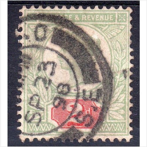1887 Jubilee sg200 2d grey green & carmine CDS F/used (R1803)