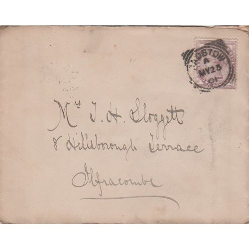 GB 1891 cover Padstow to Ilfracombe with nice 1d lilac see others