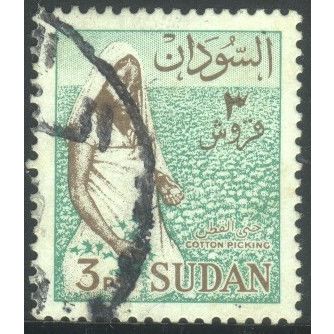Sudan 1962 - SG189 - 3p brown/green - Cotton Picking - used