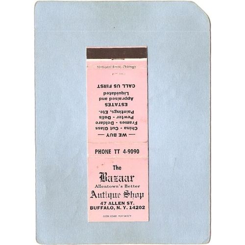 New York Buffalo Matchcover The Bazaar Allentown's Better Antique Shop ny_~2470