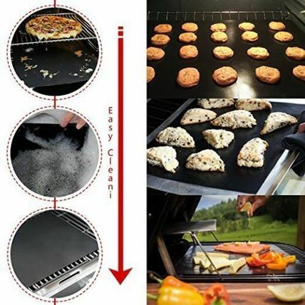 2PCS Barbecue Pad High Temperature Resistance Non-stick Outdoor BBQ Grill Mat UK