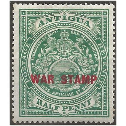 Antigua 1917 SG53 1/2d Green WAR TAX Mounted Mint . .. .