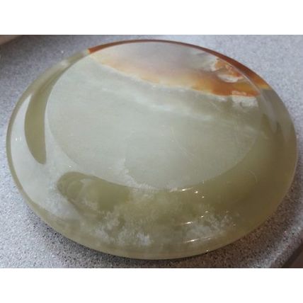 GREEN ONYX ASHTRAY with BRASS RIM, retro, vintage, shabby chic