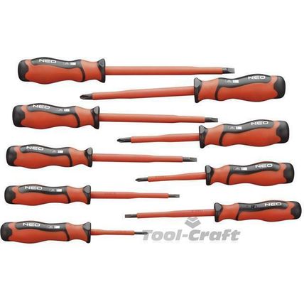 Neo VDE insulated 1000 V screwdriver set of 9, S2 steel, PH, Slotted (NEO 04-261