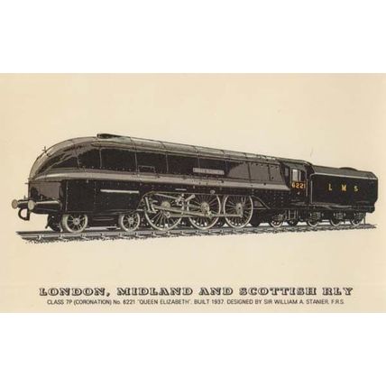 London Midland & Scottish Ely Railway Class 7P Queen Elizabeth Train Postcard
