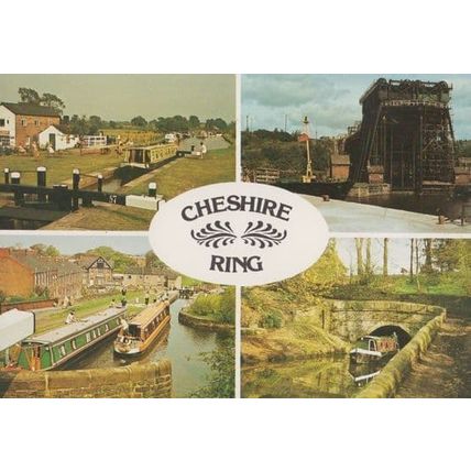Cheshire Ring Hassall Green Lock Anderson Lift Marple Bank Tunnel Ship Postcard