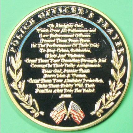 Police Officer Prayer. Challenge Coin. 1.50". 59b.