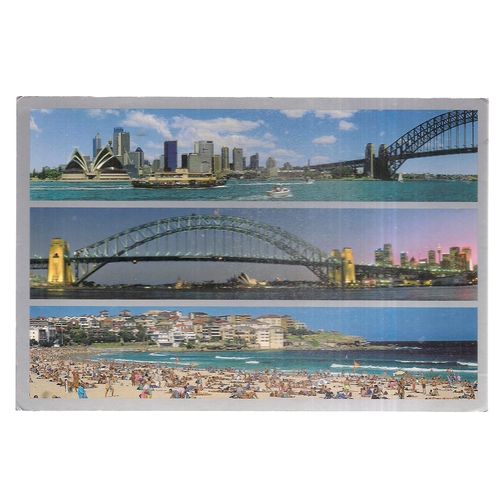 multiview, SYDNEY, N.S.W. AUSTRALIA used postcard.2000 postmark, river stamp =