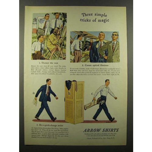 1941 Arrow Shirts Ad - Three Simple Tricks of Magic