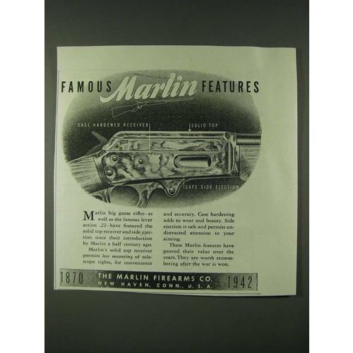 1942 Marlin Firearms Ad - Famous Marlin Features