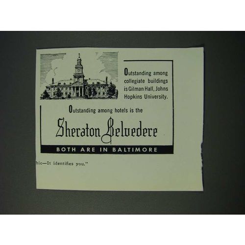 1948 Sheraton Belvedere Hotel Ad - Gilman Hall, Johns Hopkins University