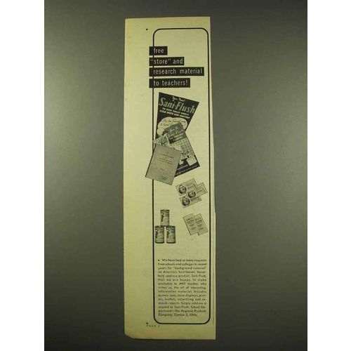 1949 Sani-Flush Toilet Cleaner Ad, Material to Teachers