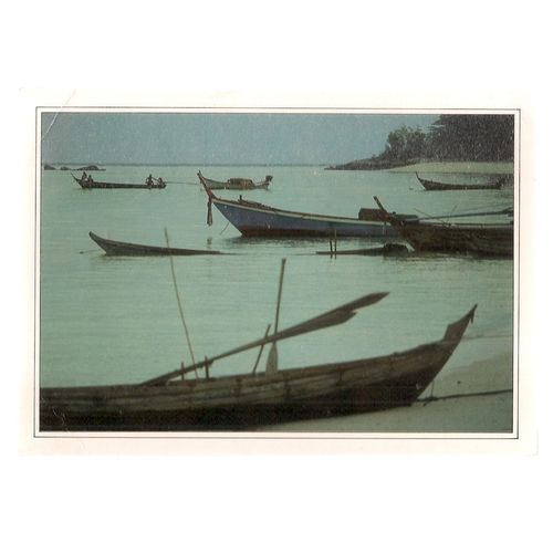 SEA GYPSY FISHING BOATS, THAILAND..used postcard =