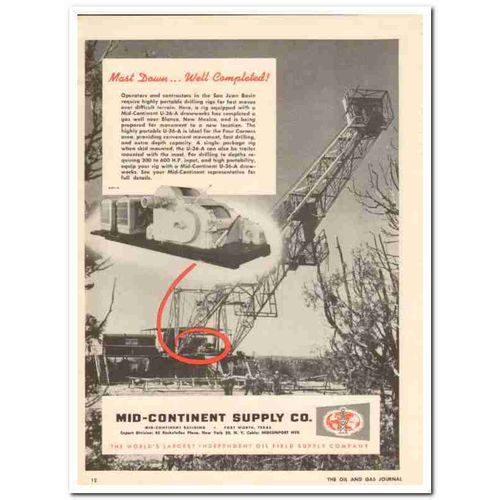 MID-CONTINENT SUPPLY COMPANY 1959 Mast down well completed vintage ad