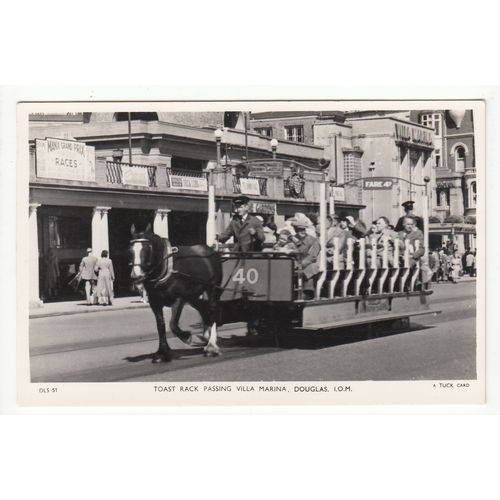 Horse Tram Toast Rack Passing Villa Marina Douglas Isle of Man RP Postcard