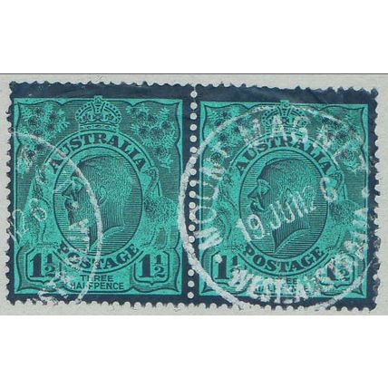 Australia 1922 1½d Red KGV HEAD "Single" [PAIR] 19 JUN 26 - MOUNT MAGNET, WA