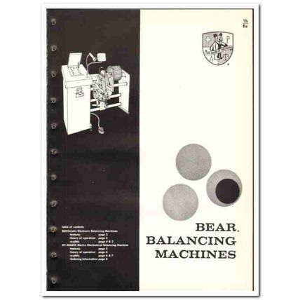 Bear Mfg Company 1965 vintage industrial catalog balancing machines