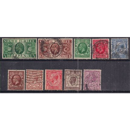 GB 1910 - 35 KGV Selection x 10 used Stamps ( J340 )