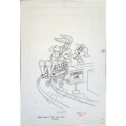 Bugs Bunny #188 Cover (1977) Pete Alvarado Bugs & Honey (Lola) Bunny Space Jam