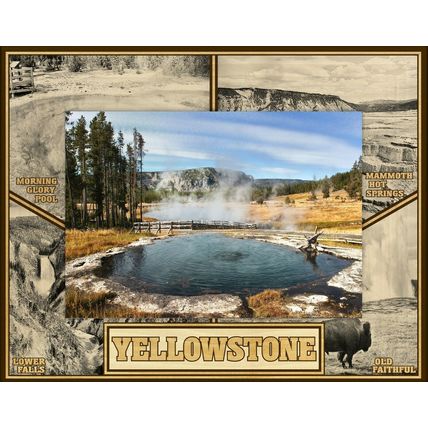 Yellowstone National Park Montage Laser Engraved Wood Picture Frame (5 x 7)