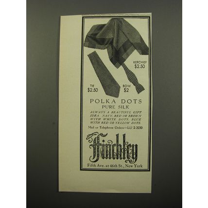 1950 Finchley Tie, Bow and Kerchief Ad - Polka Dots