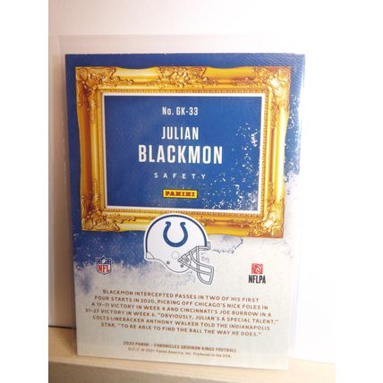 2020 Panini Chronicles JULIAN BLACKMON (Colts) Gridiron Kings pink RC #33