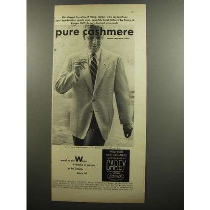 1952 Carey of Einiger Mill Suit Ad - Pure Cashmere